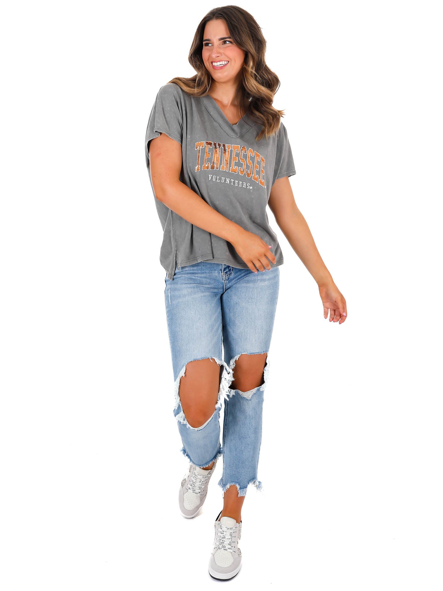 Tennessee Volunteers Faded Wash V-Neck Top
