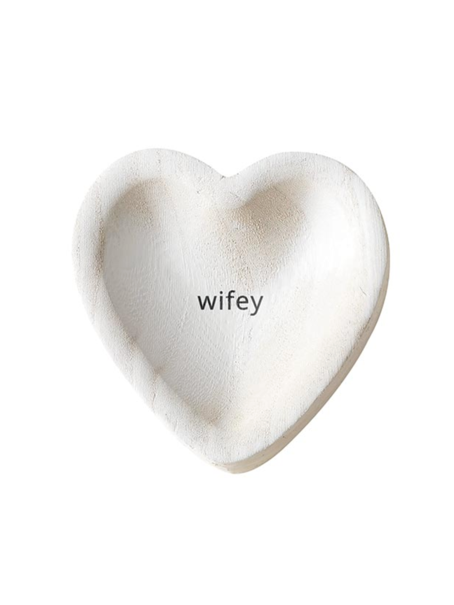 Wifey White Paulownia Heart Trinket Tray