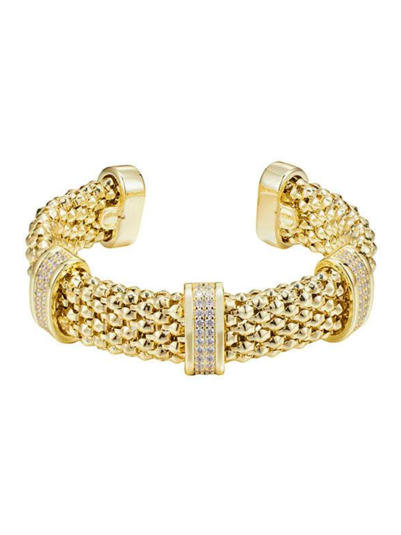 Textured Rhinestone Cuff Bracelet