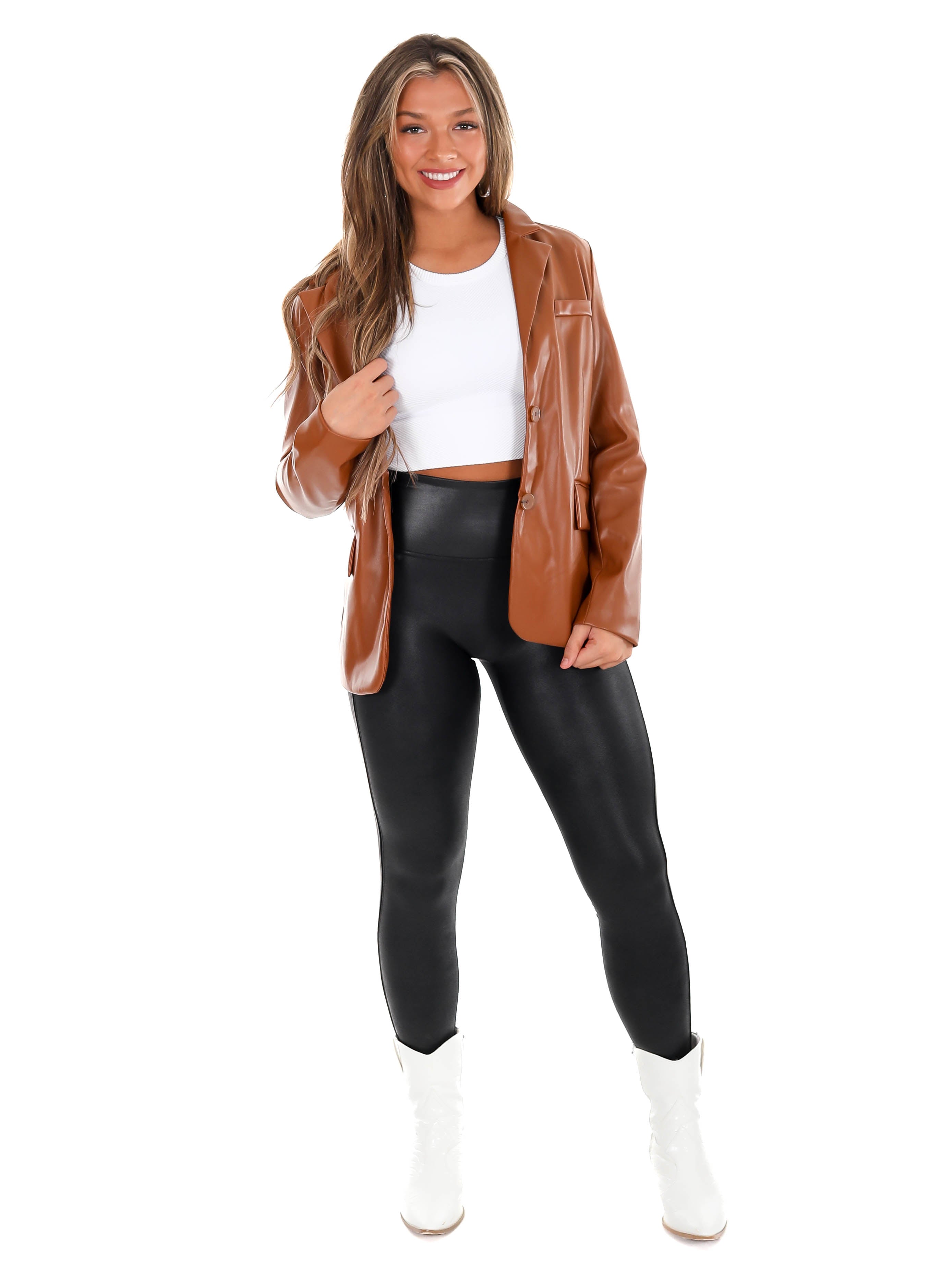 You Got Me Leather Blazer