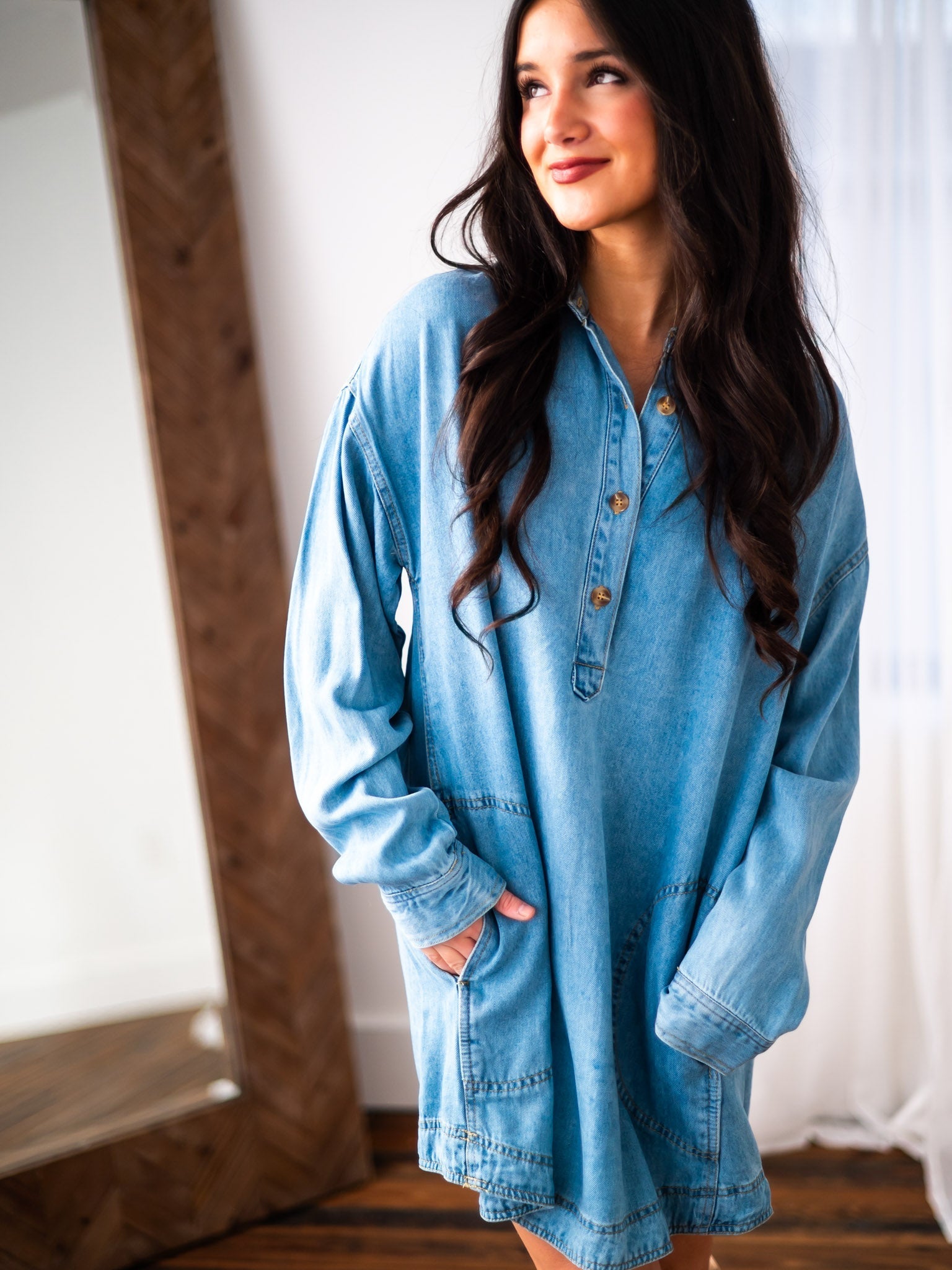 Where I Am Denim Shirt Dress