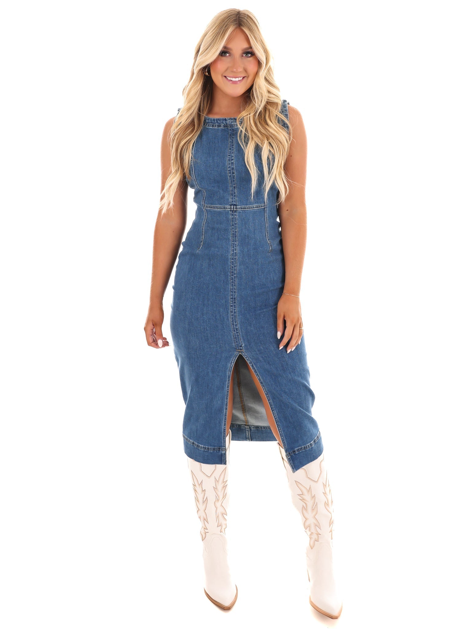 Total Vibe Denim Midi Dress