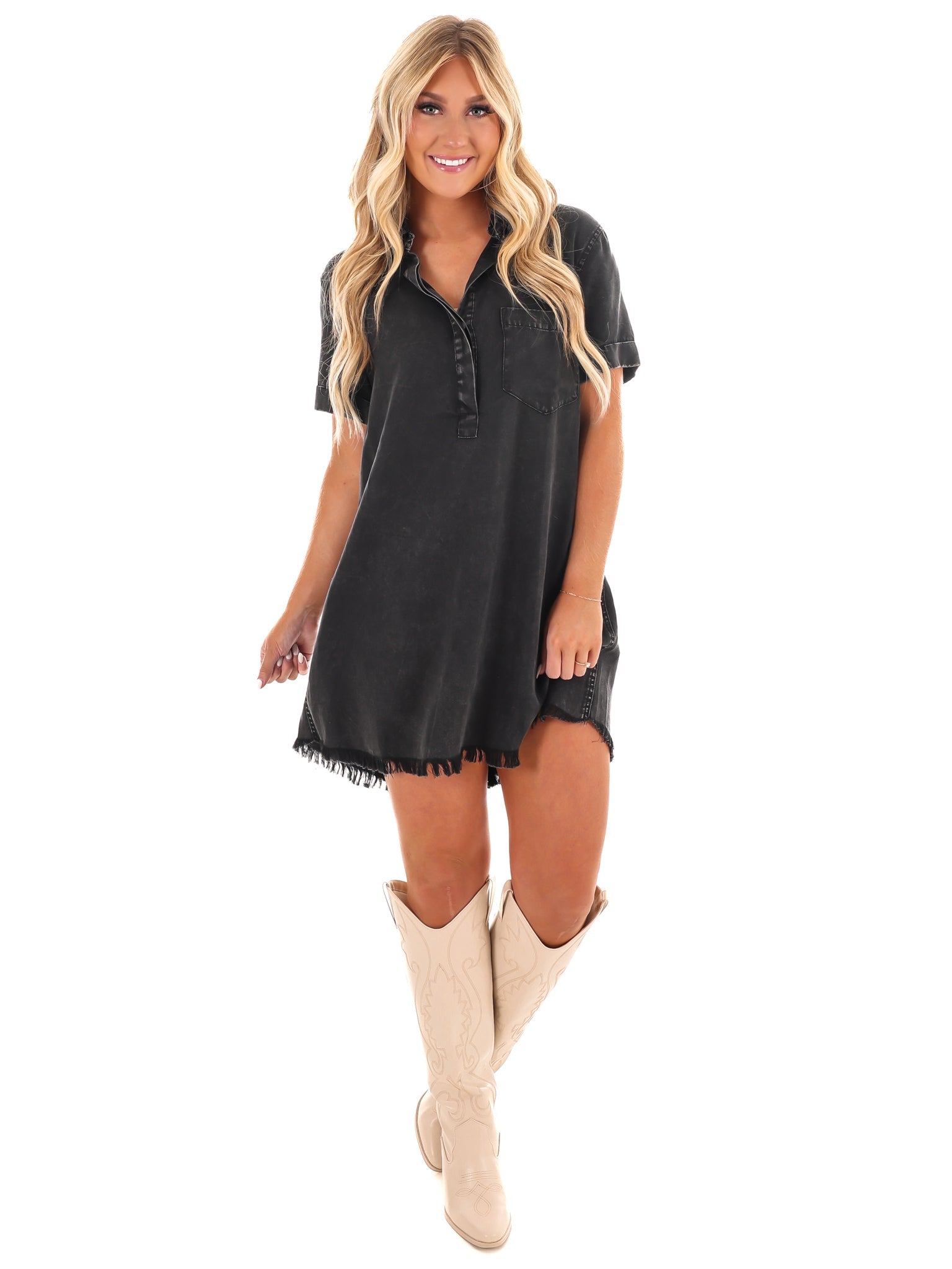 Every Little Thing Denim Shirt Dress