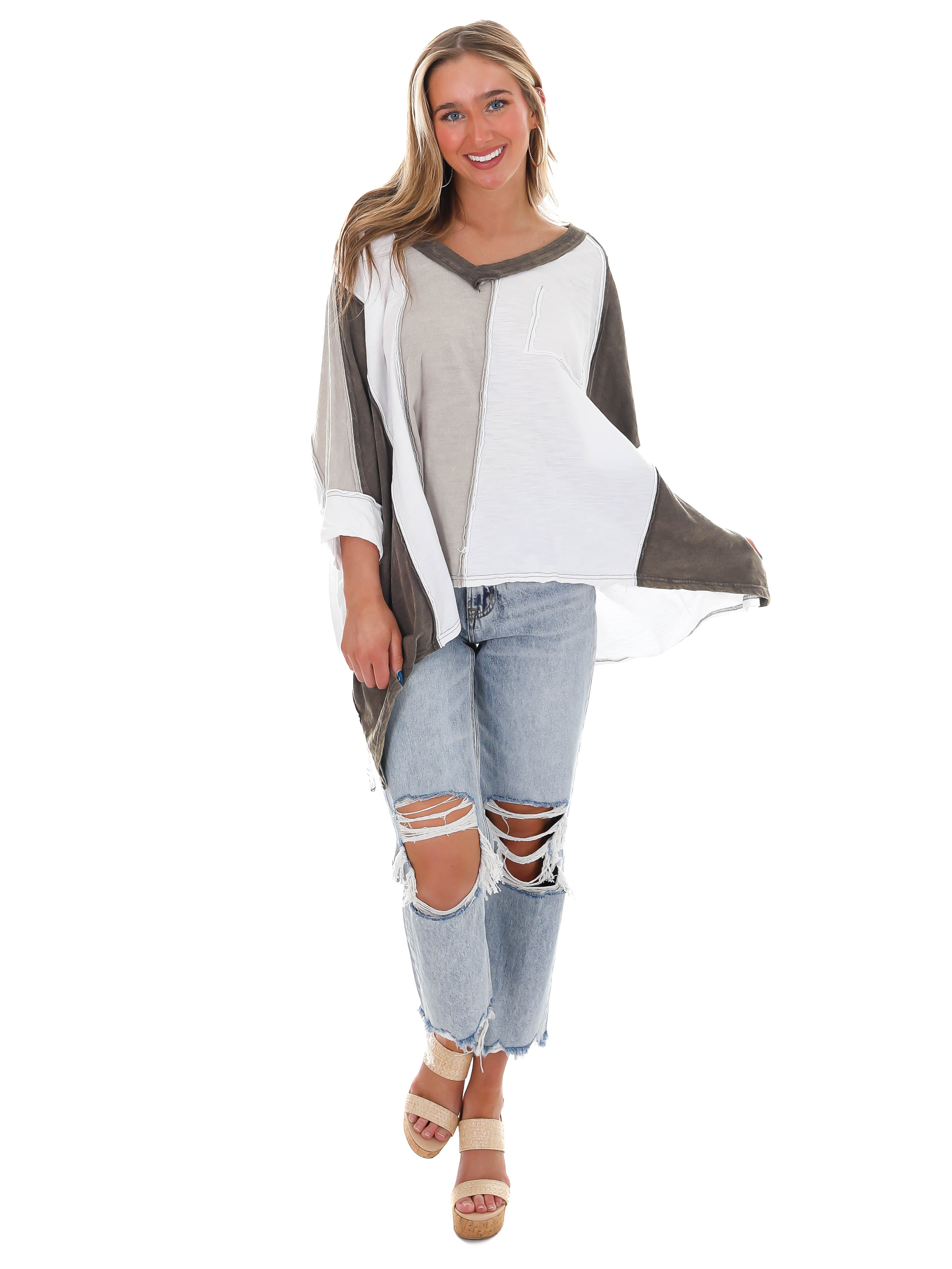 Catch the Wind Oversized Colorblock Top