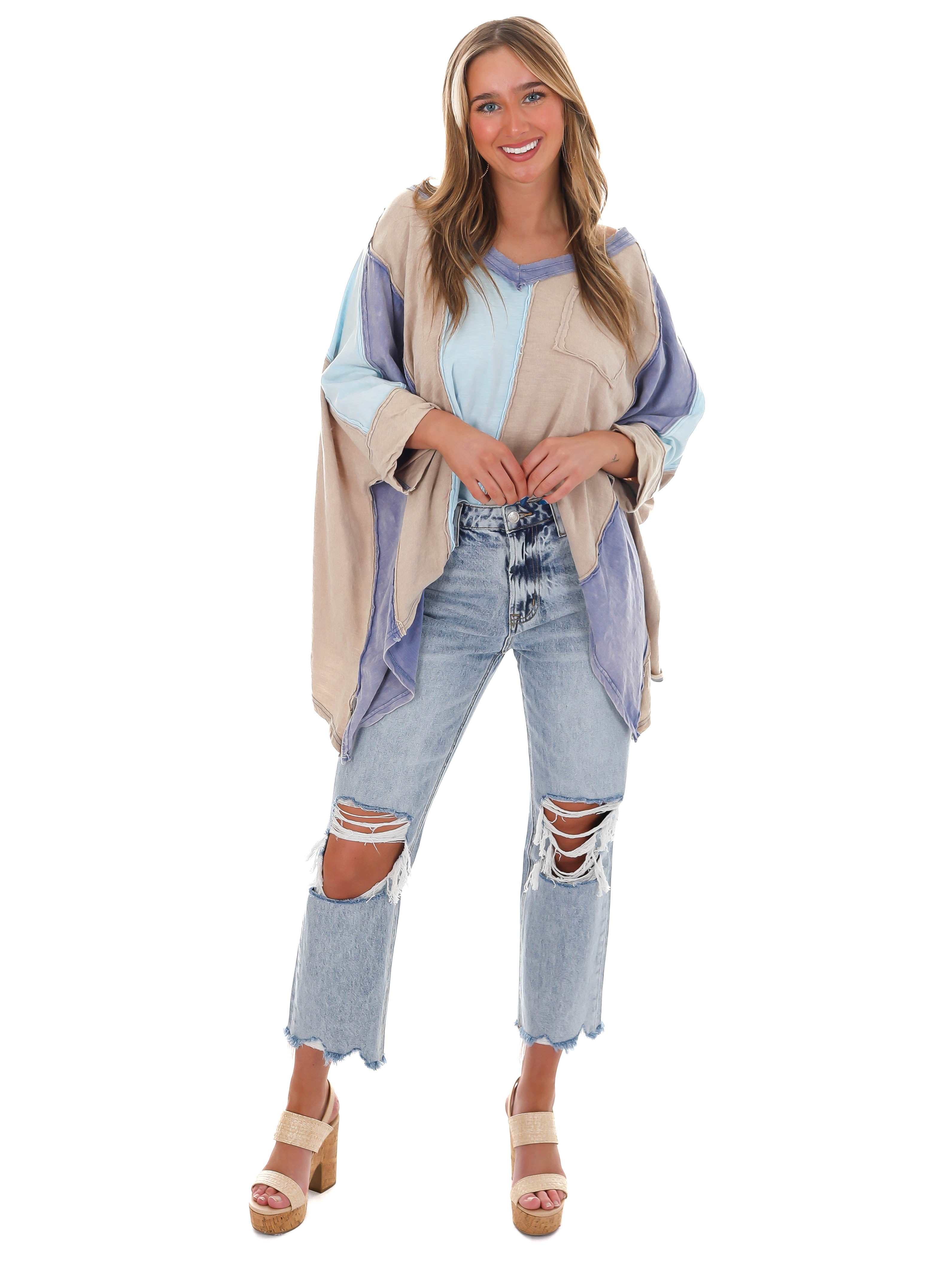 Catch the Wind Oversized Colorblock Top