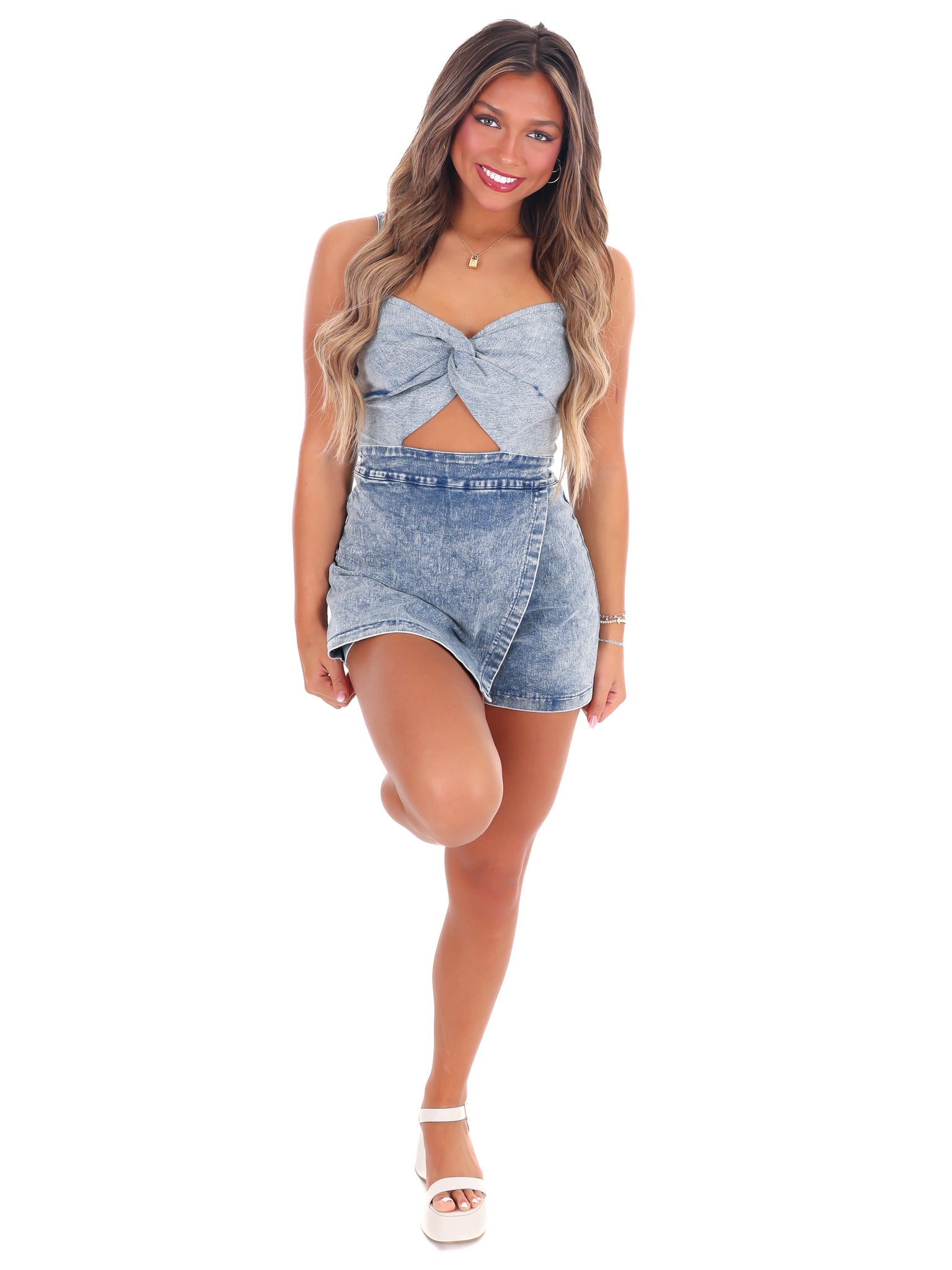 Visions of You Denim Romper