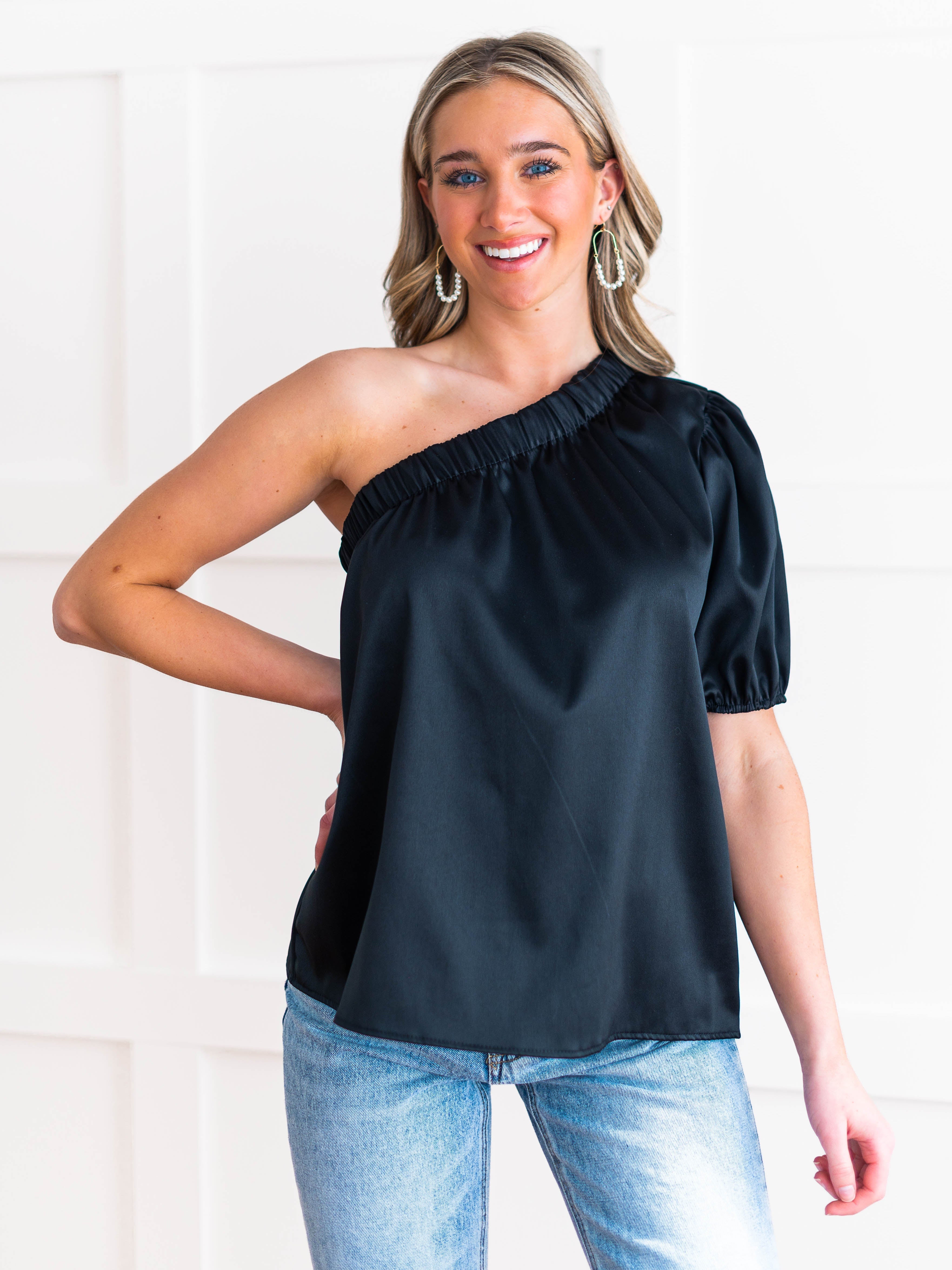 You're So Fine Satin One Shoulder Top