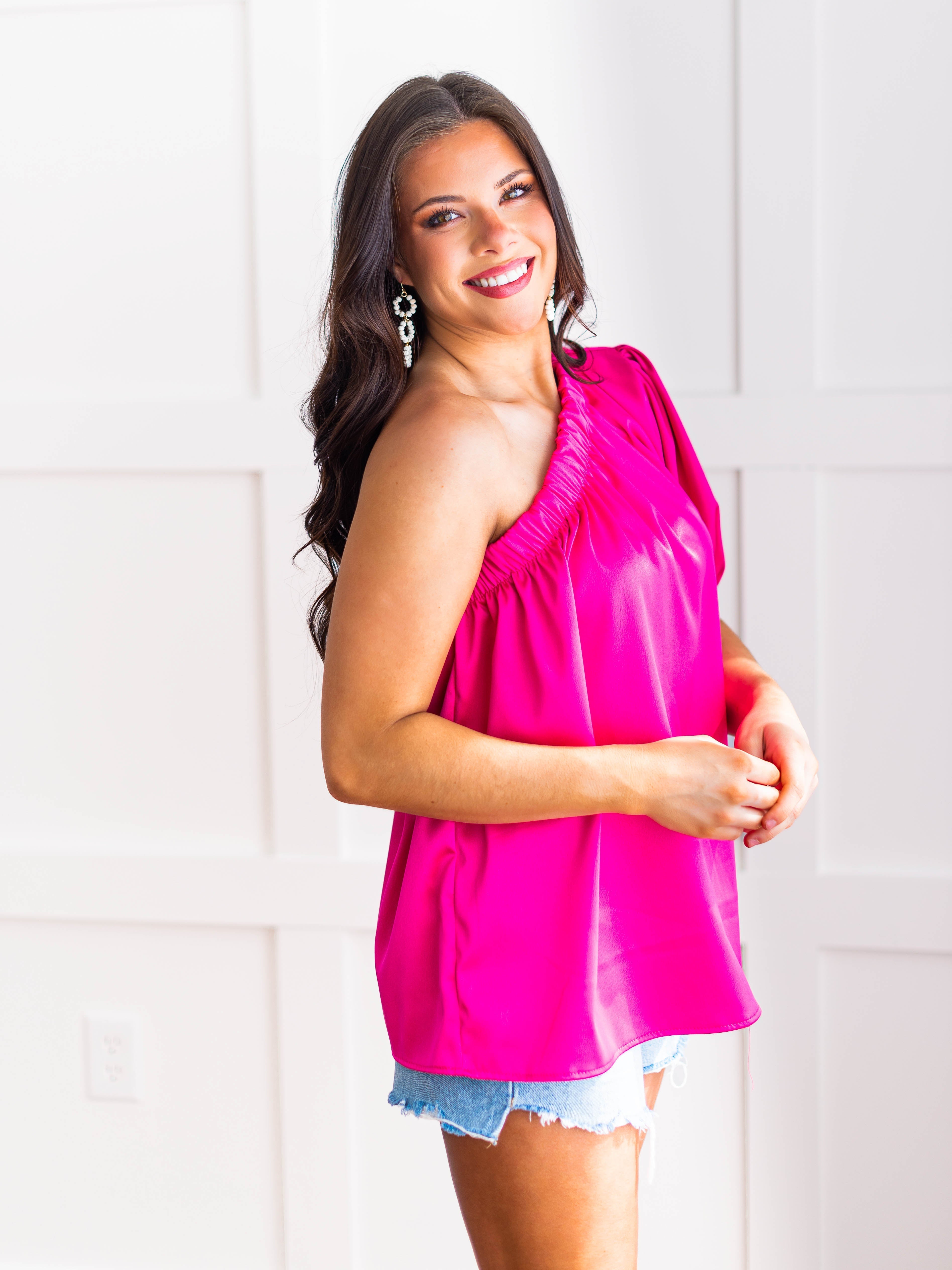 You're So Fine Satin One Shoulder Top