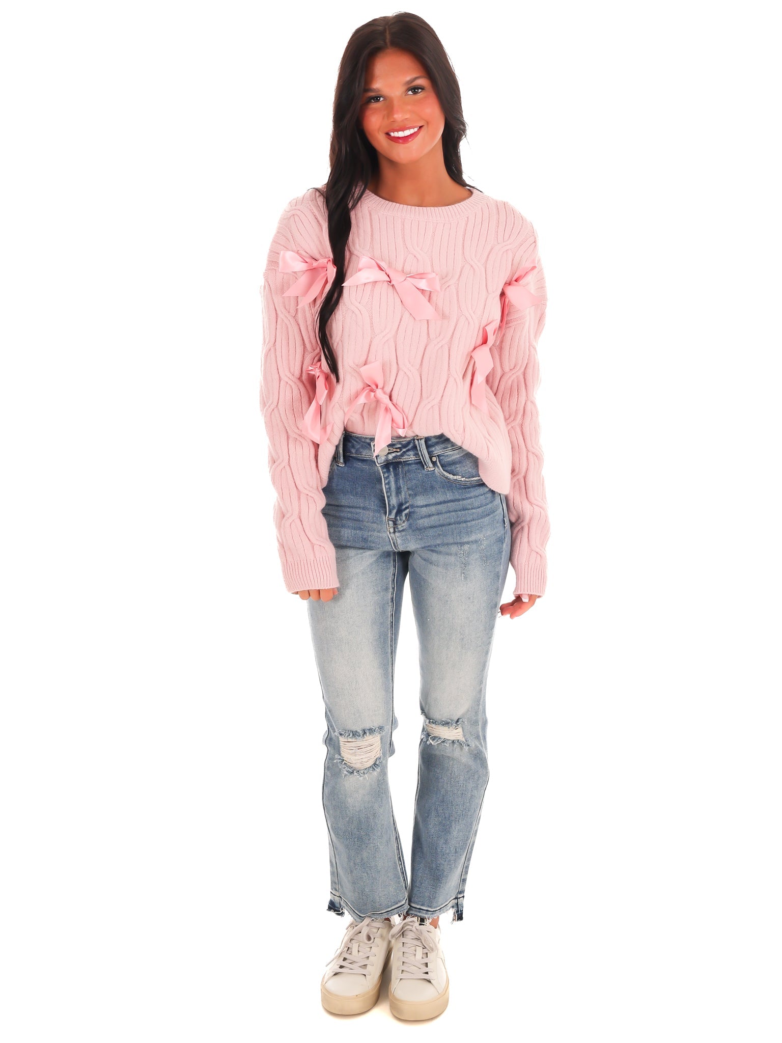 Bowtifully Yours Cable Knit Sweater