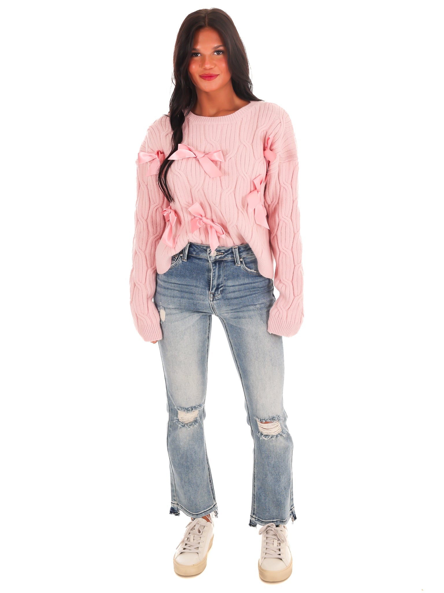 Bowtifully Yours Cable Knit Sweater