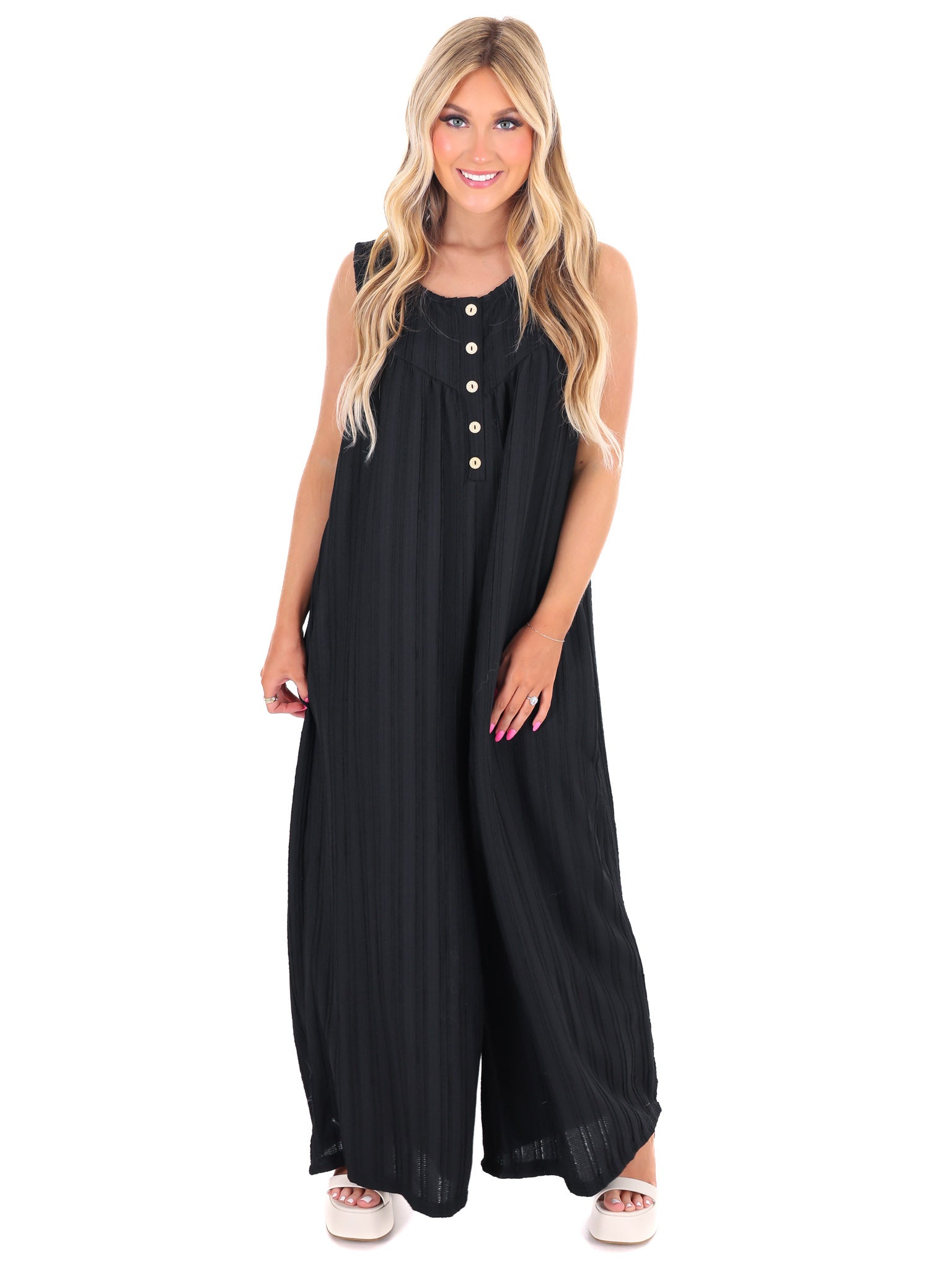 This City Textured Wide Leg Jumpsuit