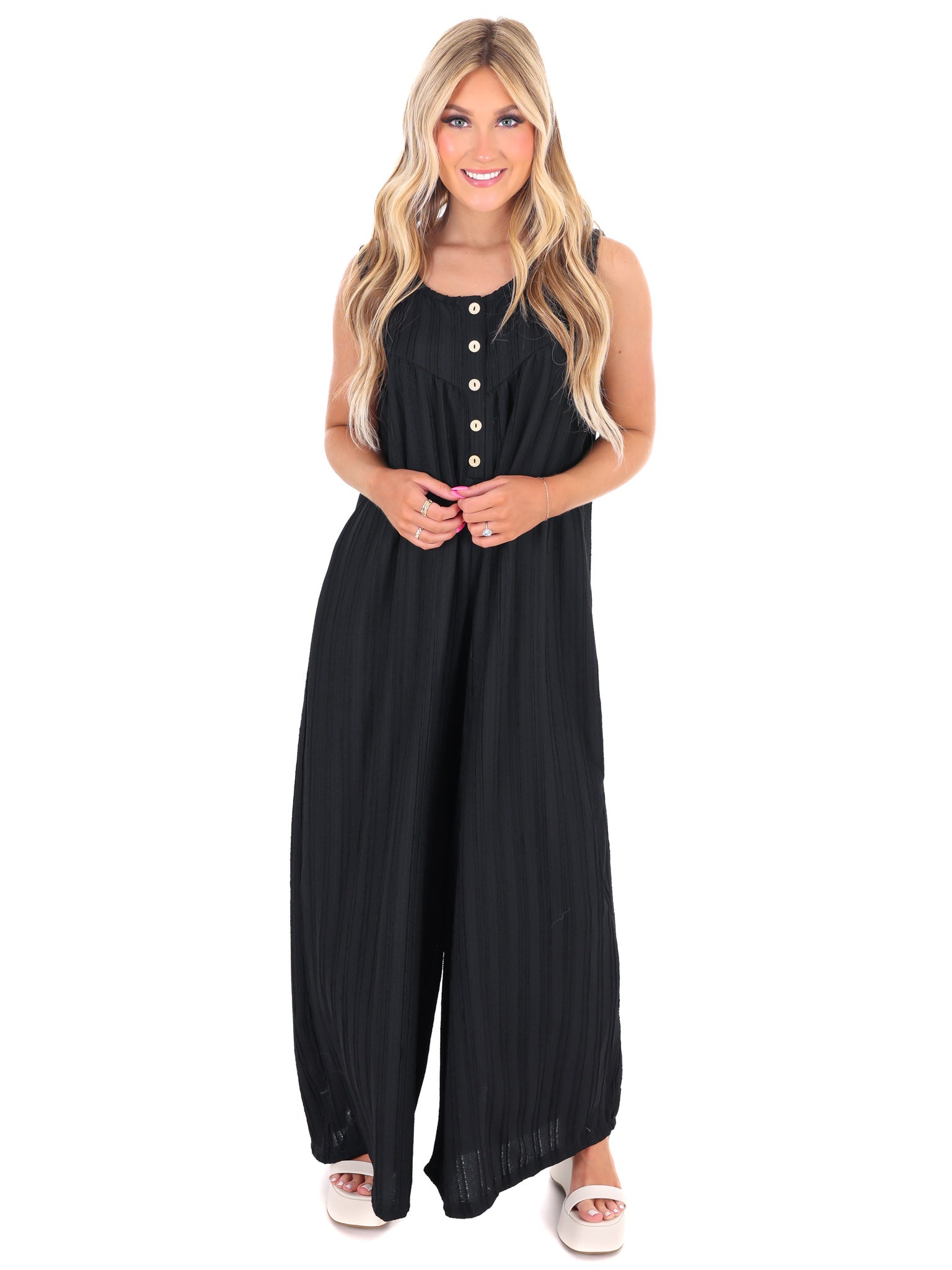 This City Textured Wide Leg Jumpsuit