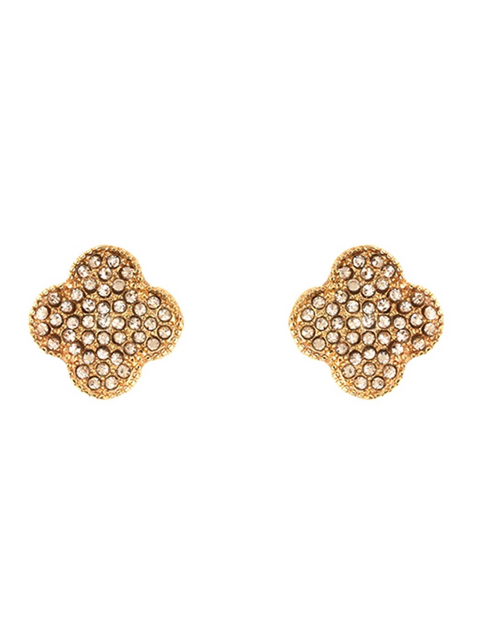 15mm Rhinestone Clover Post Earring