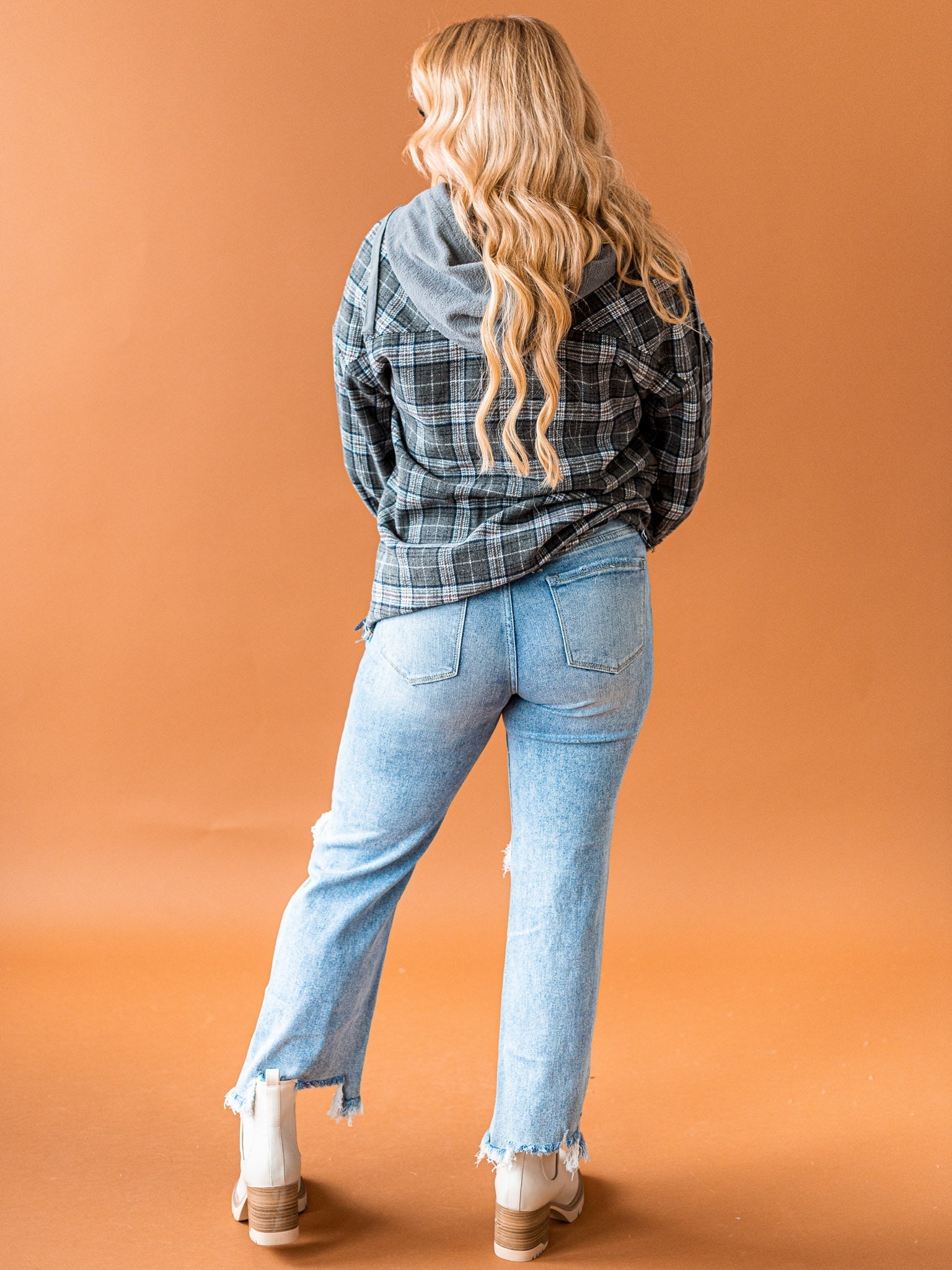 Worth Your While Hooded Plaid Top