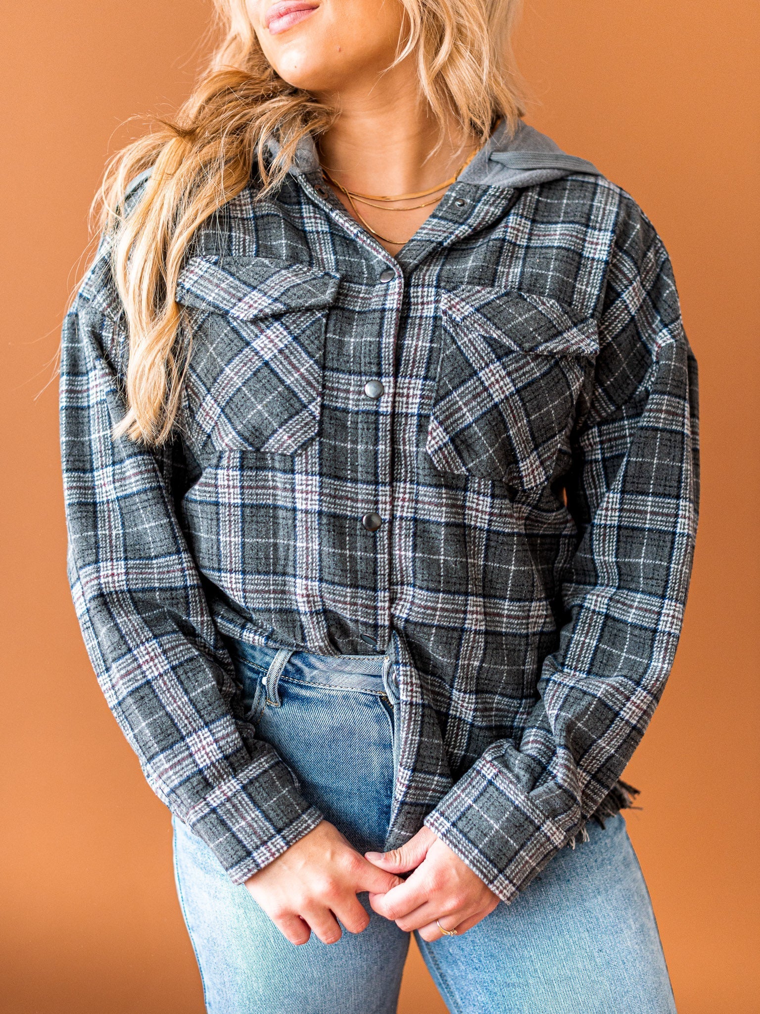 Worth Your While Hooded Plaid Top