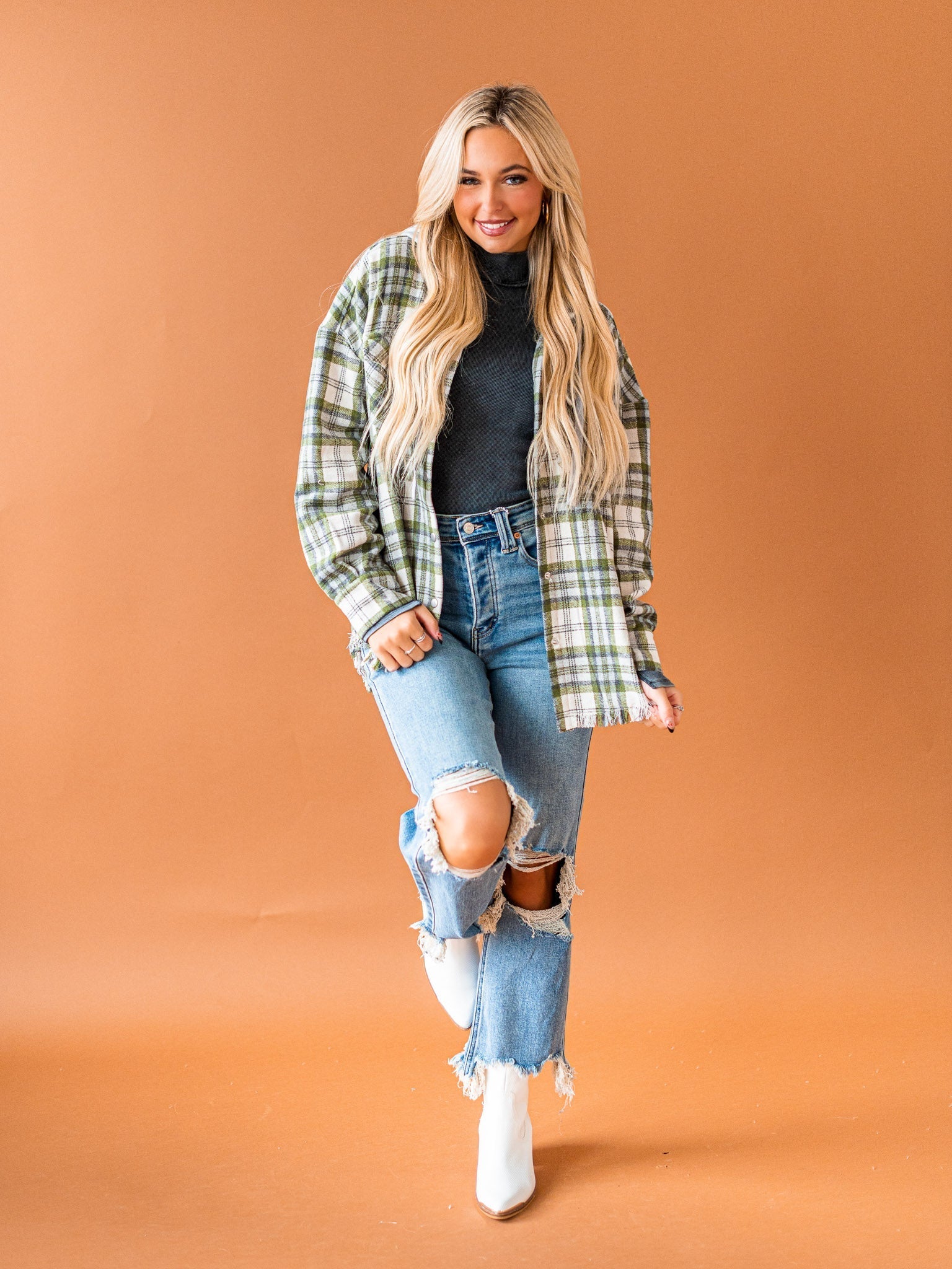 Worth Your While Hooded Plaid Top