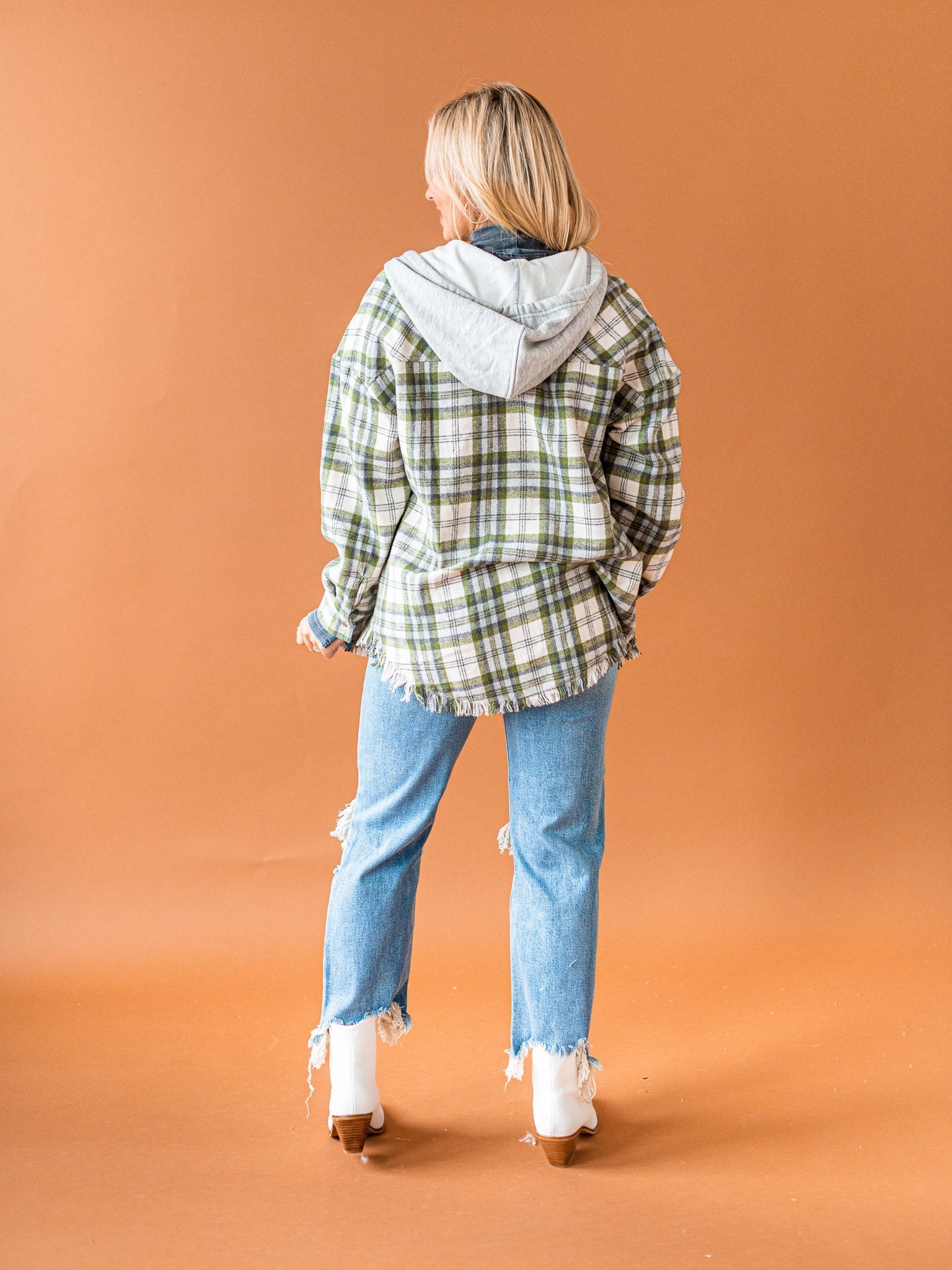 Worth Your While Hooded Plaid Top