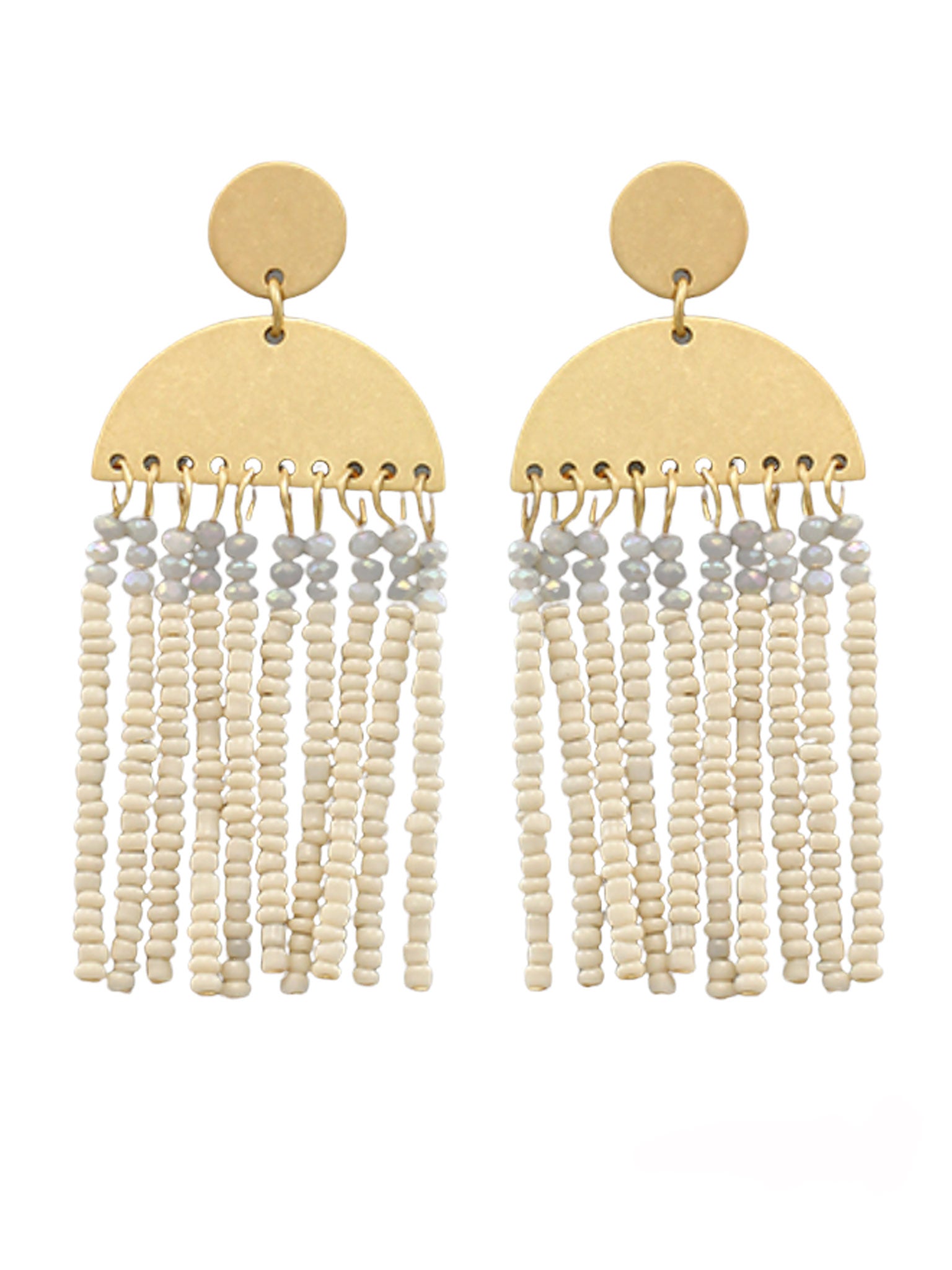 Wedge & Bead Tassel Earrings