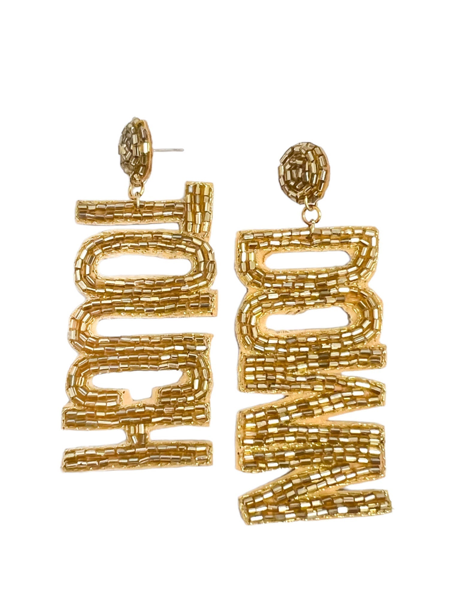 Beaded Gold Touchdown Earrings