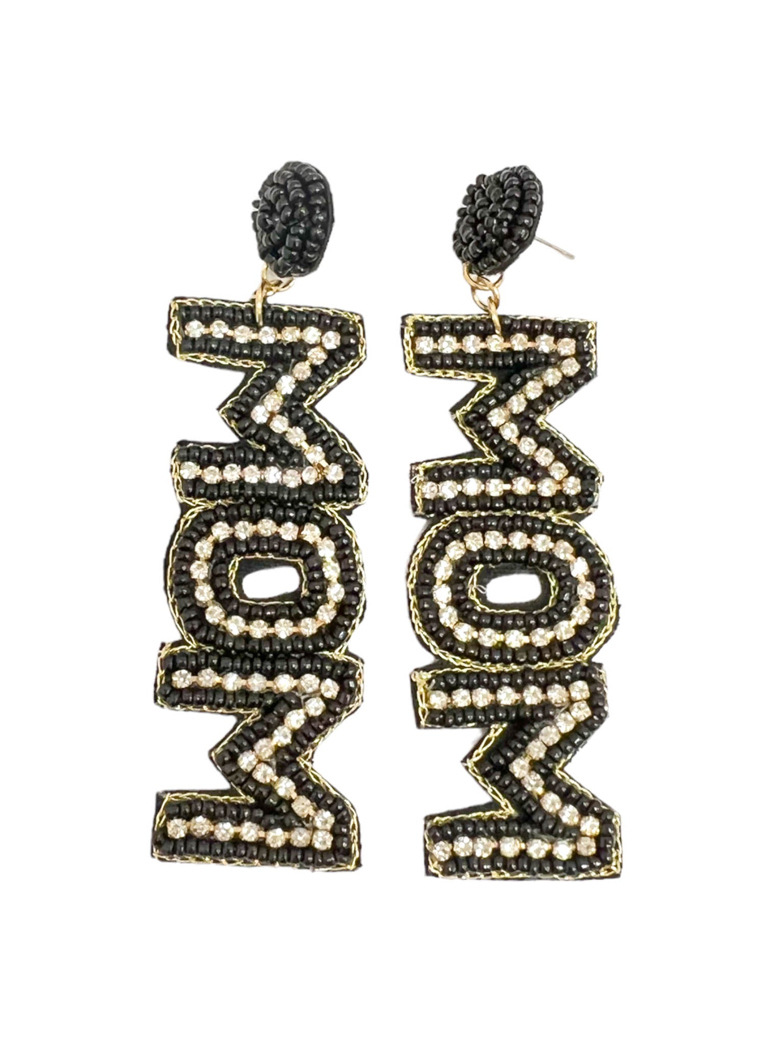 Beaded Black Mom Earrings
