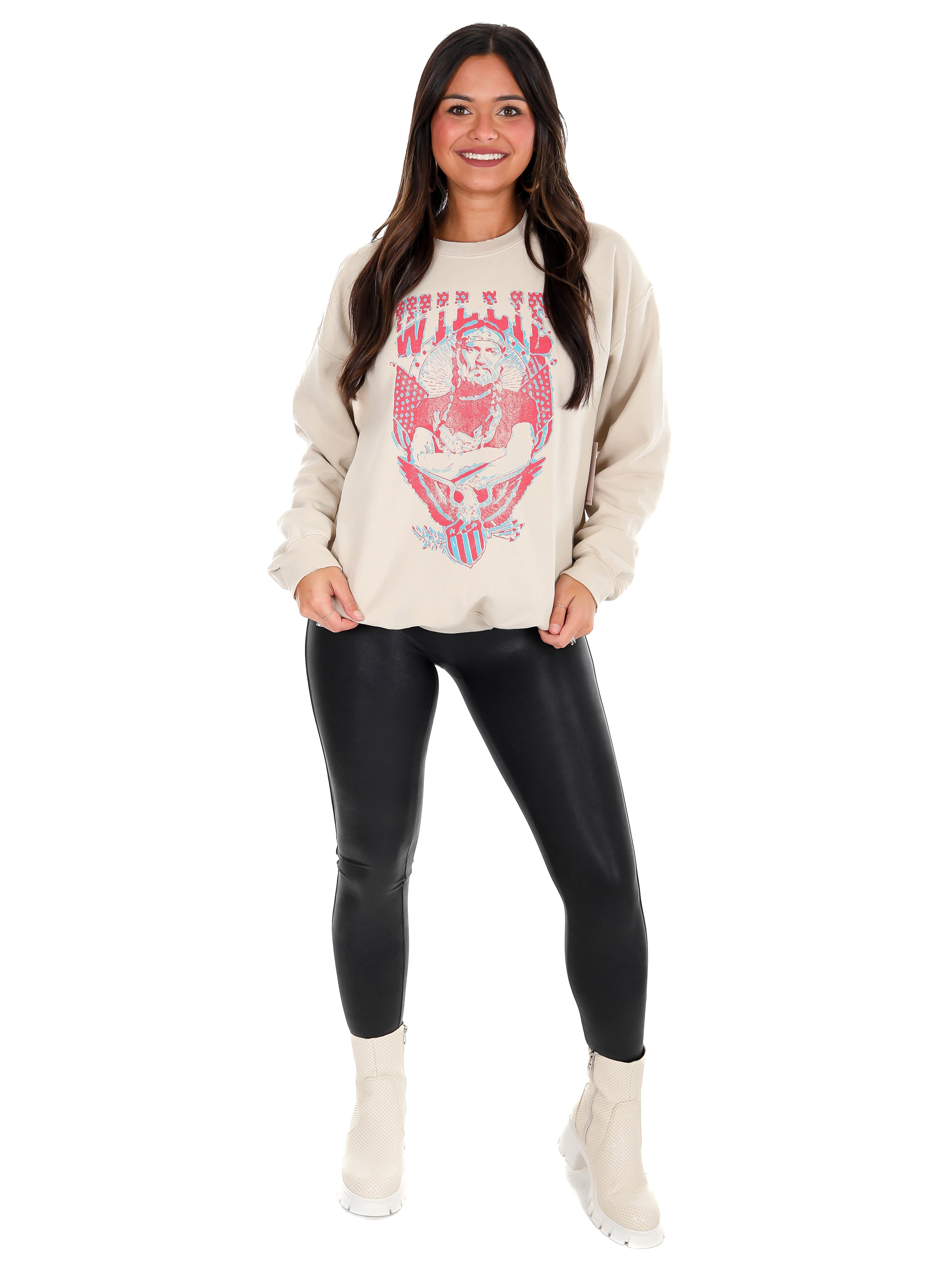 Willie Nelson in Pink Sand Thrifted Sweatshirt