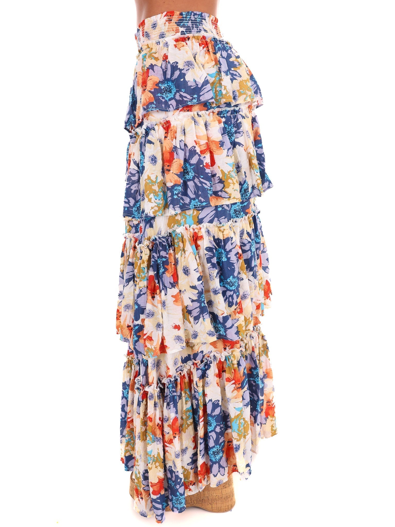 Ticket to Paradise Floral Tiered Maxi Skirt