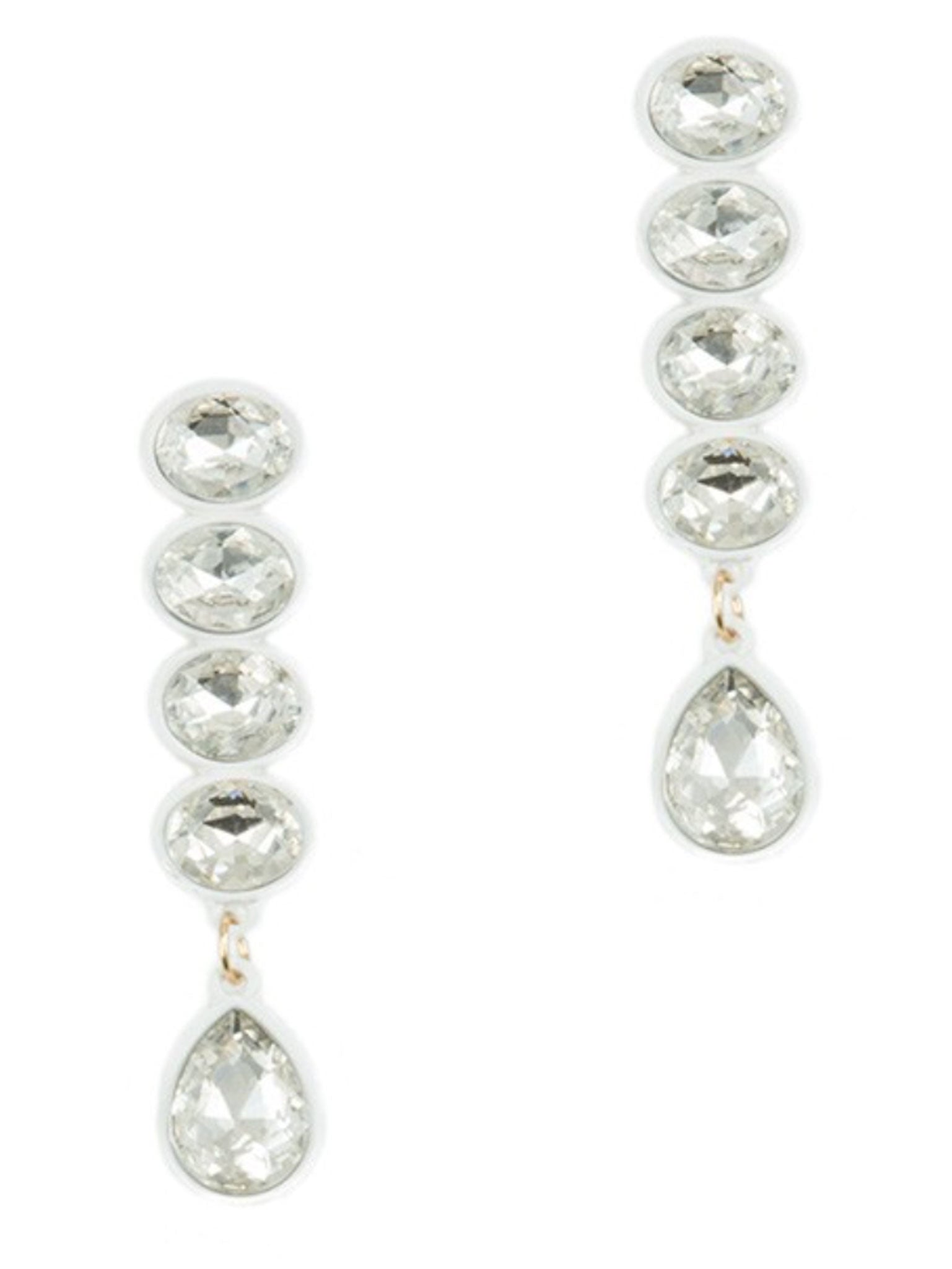 White Dangle Rhinestone Earrings