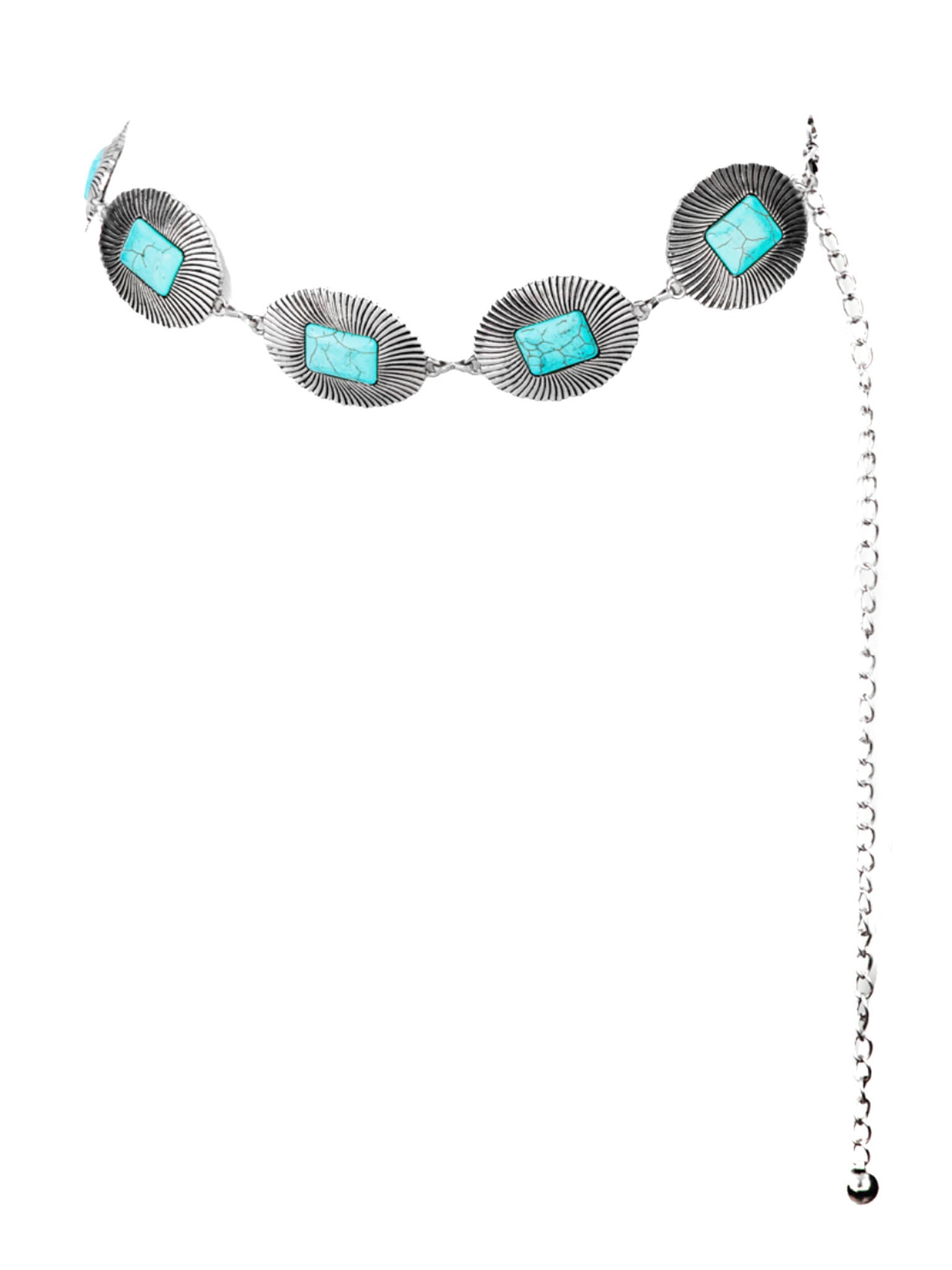 Western Turquoise Concho Oval Disc Chain Belt