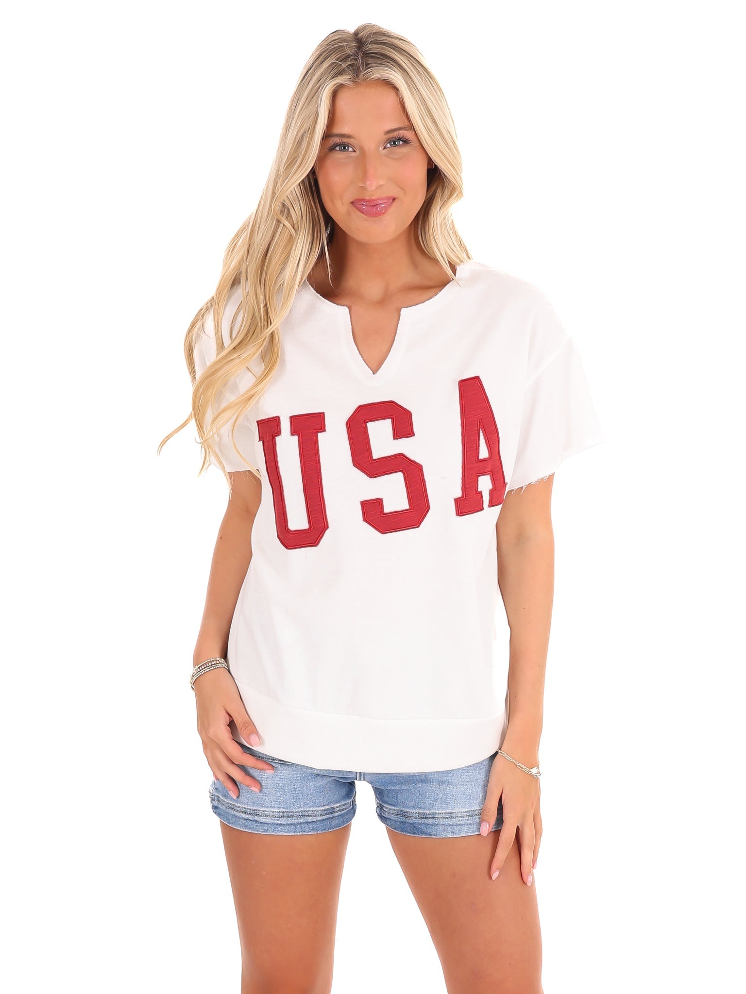 USA Split Neck Tee