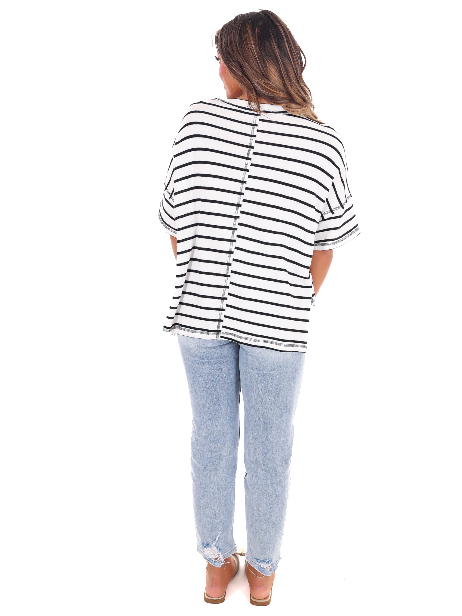 Truth Be Told Striped Hi-Lo Top