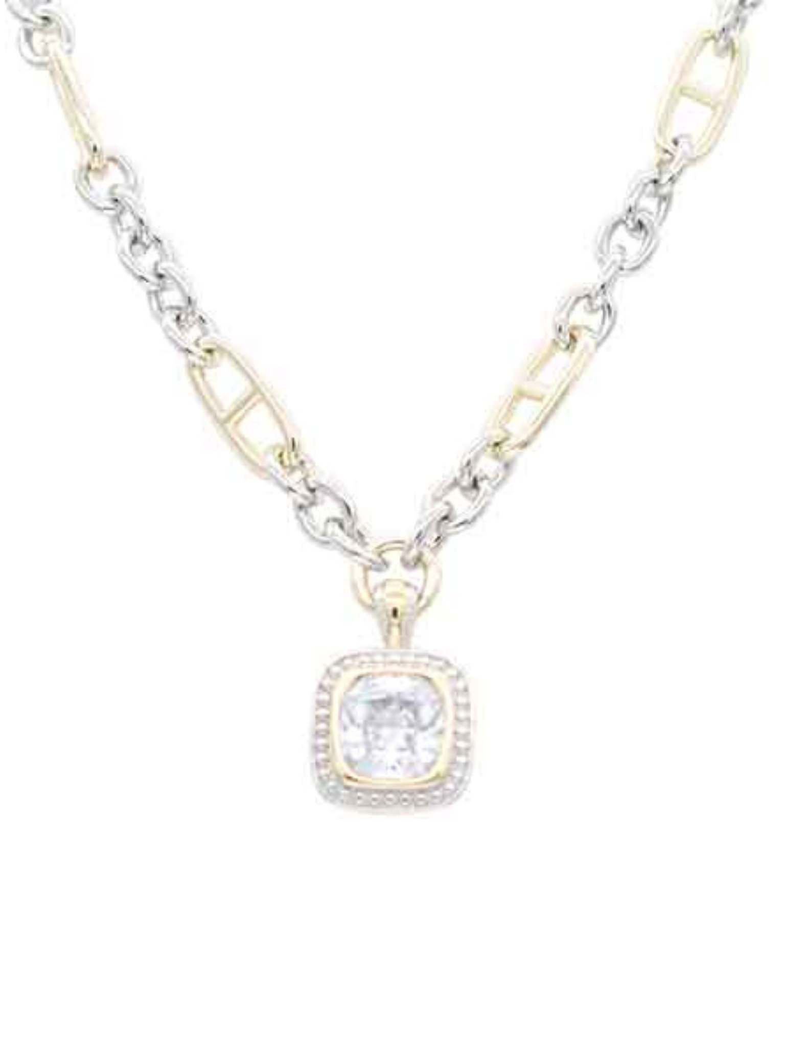Two Tone Chainlink Cubic Zirconia Necklace