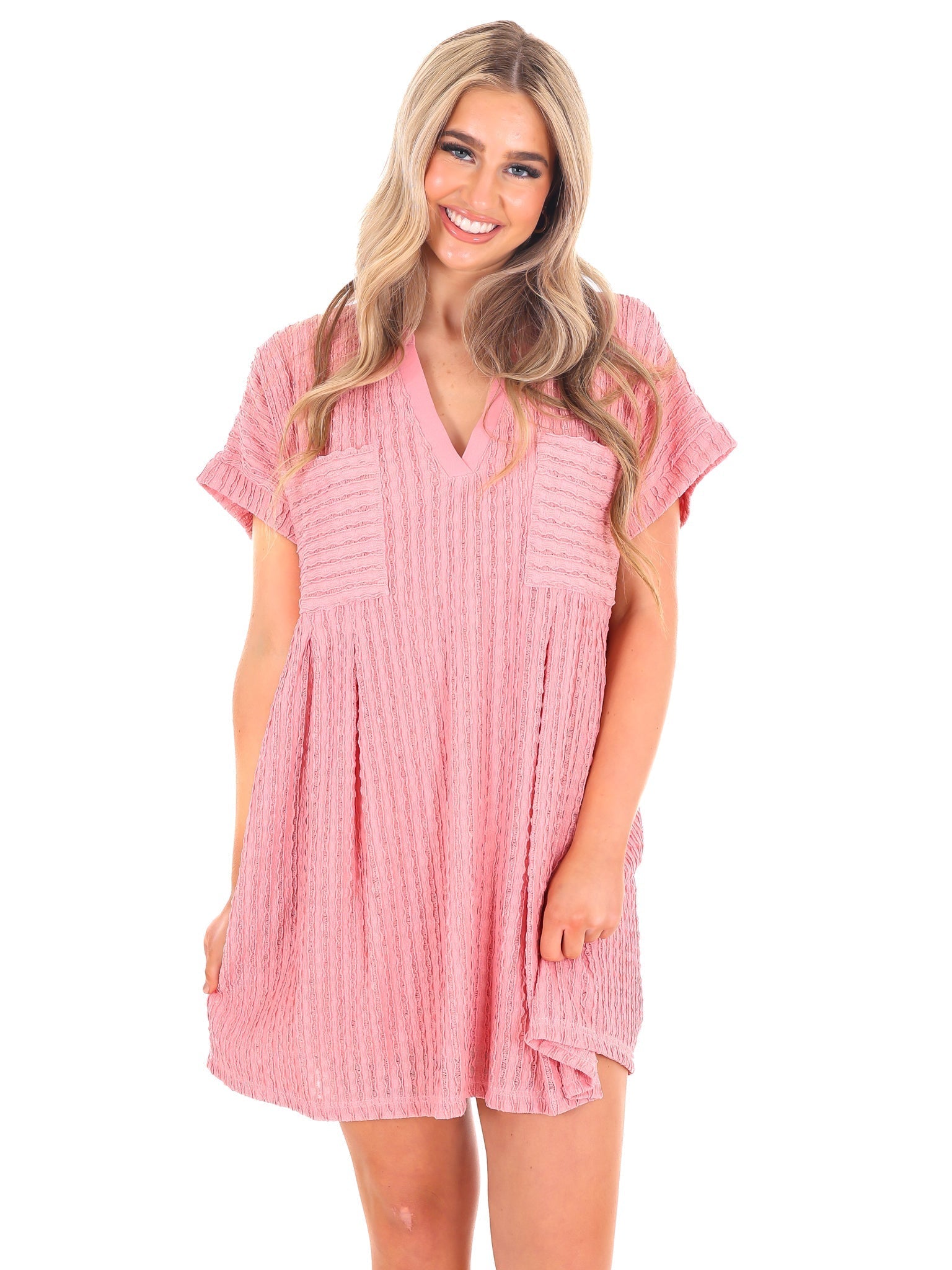 Ask Nicely Textured Mini Dress