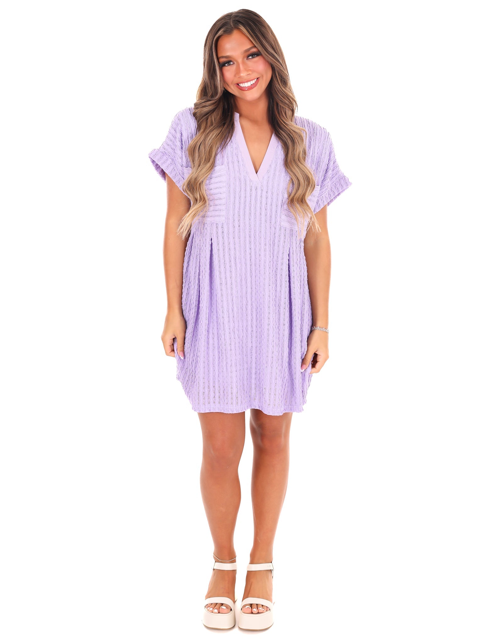 Ask Nicely Textured Mini Dress