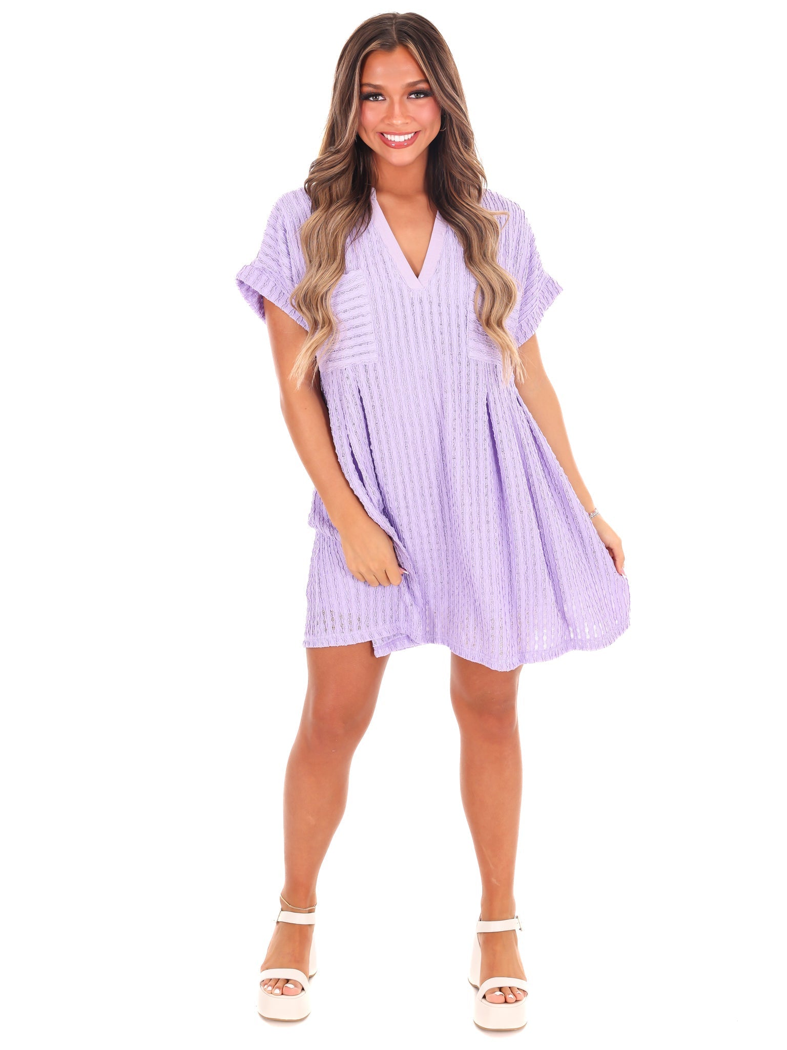 Ask Nicely Textured Mini Dress